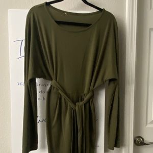 Olive green belted dress